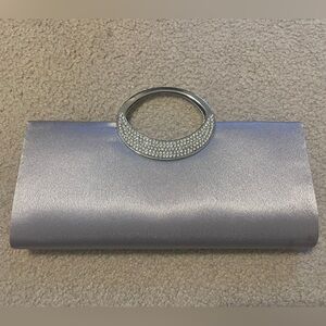 Silver with Rhinestone Detail Clutch